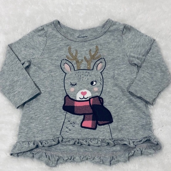 🌲5/$15🎄EUC Carter’s Long Sleeve Reindeer Top🌲 - Picture 2 of 2